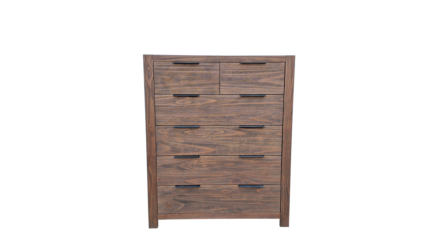 Brighton Rustic Pine Tall Boy - 6 Drawers - Espresso