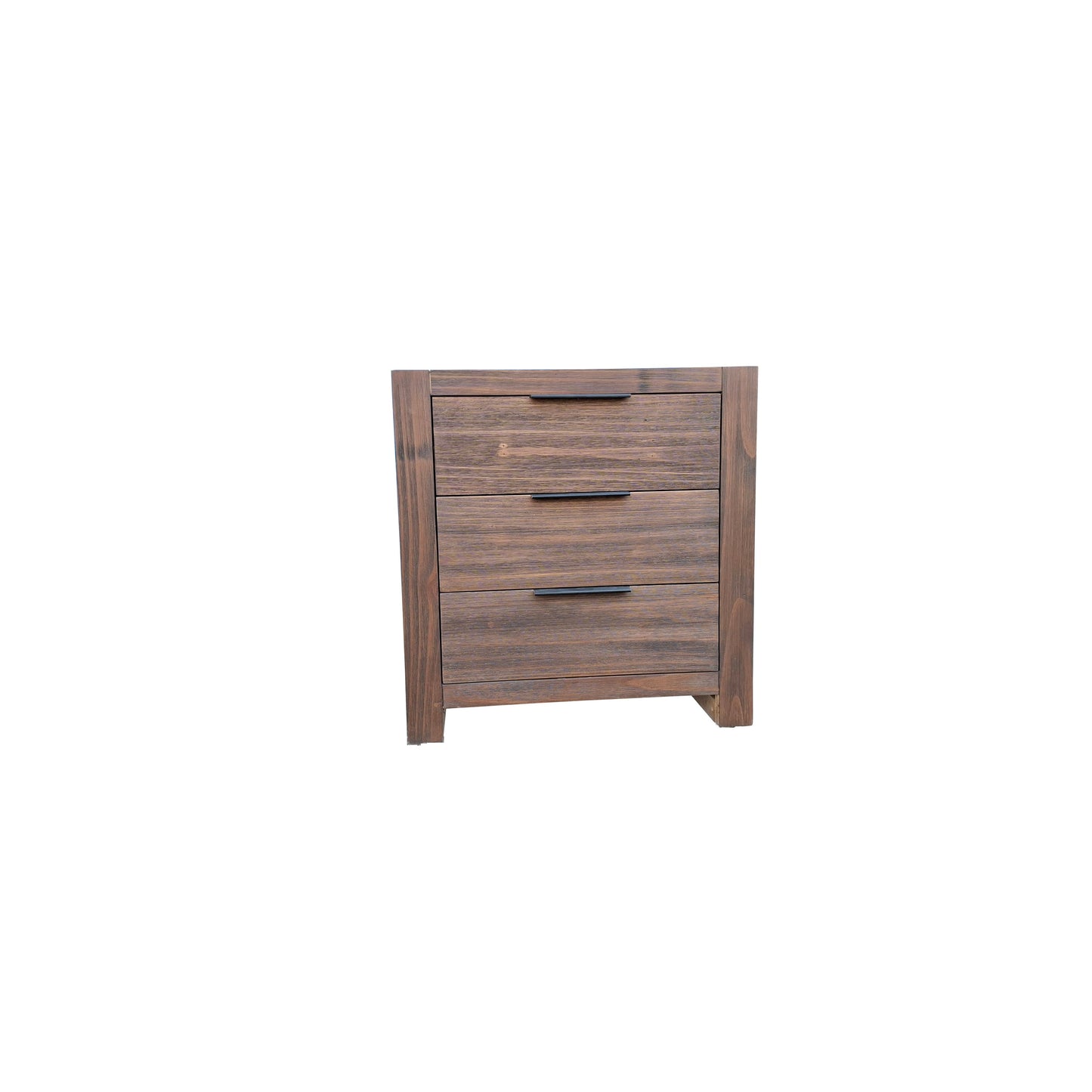 Brighton Rustic Pine Bed Side Table - 3 Drawers - Espresso