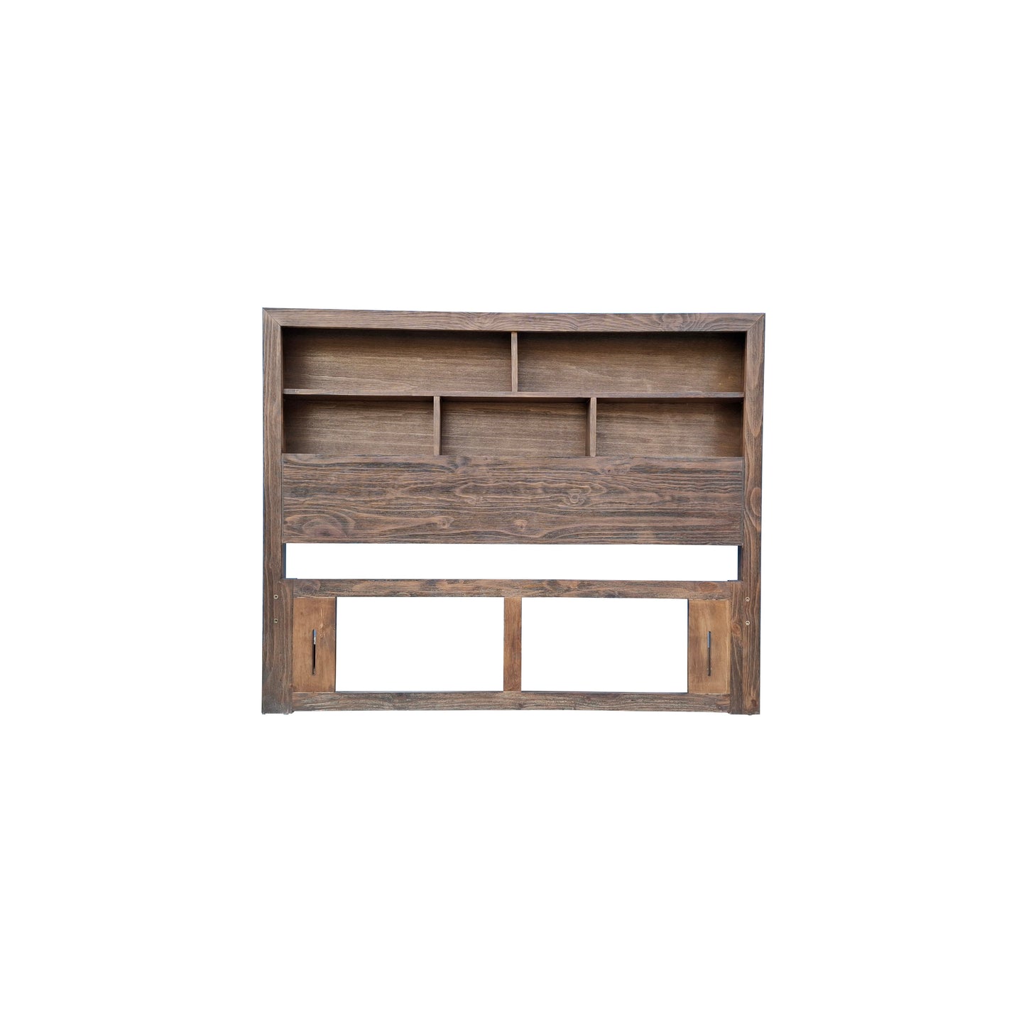 Brighton Rustic Pine Headboard with Book Shelf - Queen - Espresso