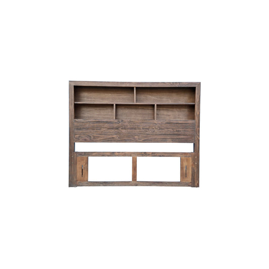 Brighton Rustic Pine Headboard with Book Shelf - King - Espresso