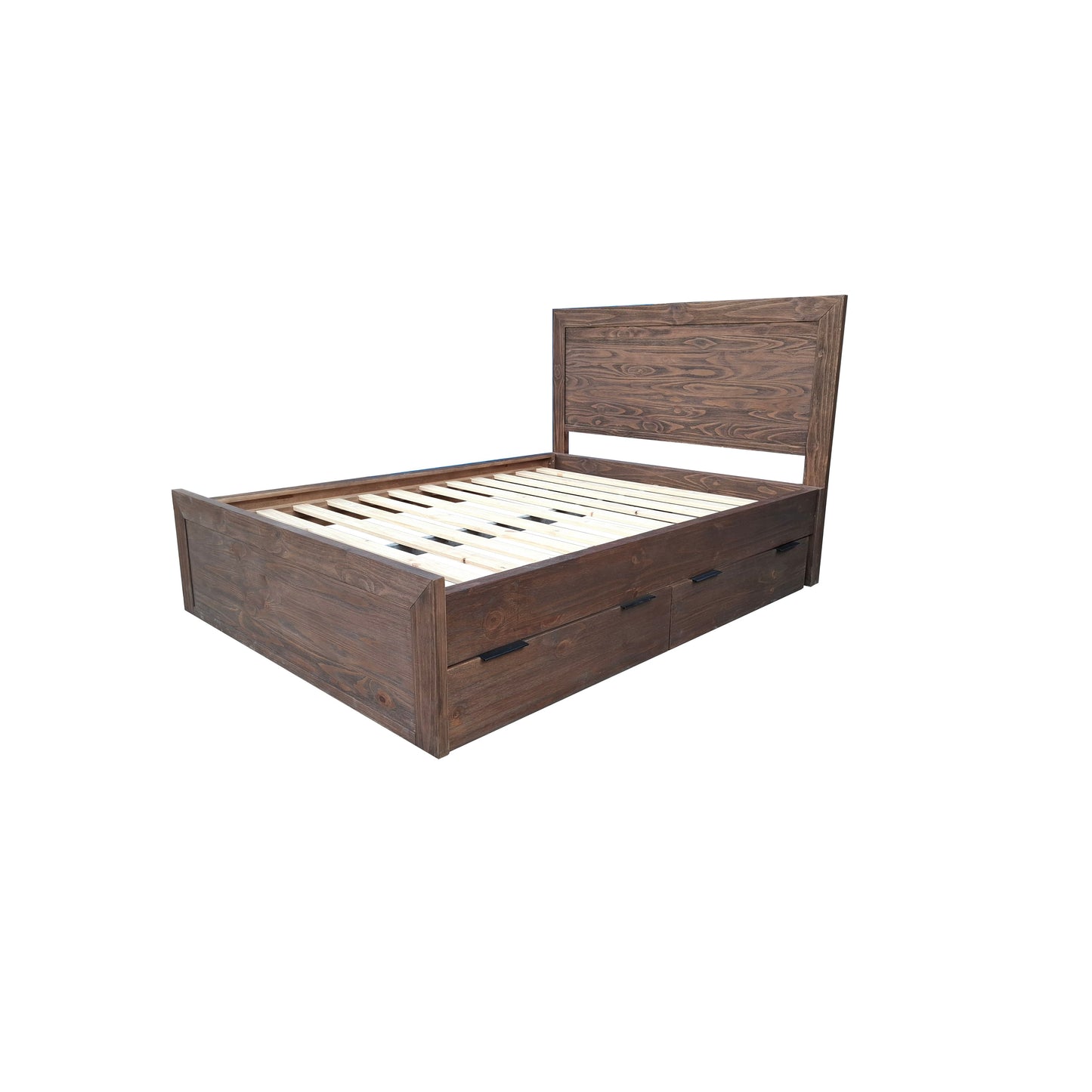 Brighton Rustic Pine Headboard with storage Frame - King - Espresso