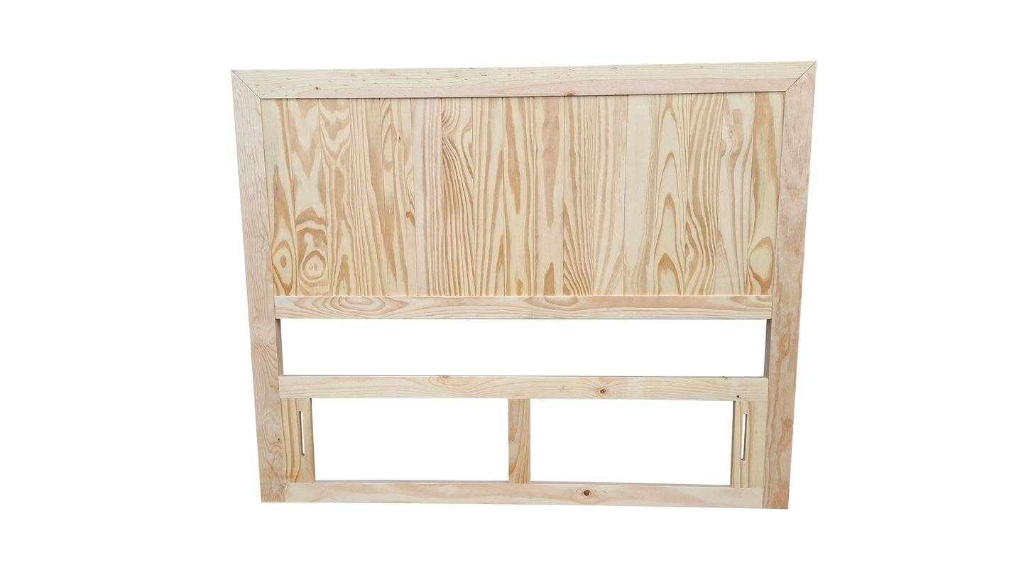 115 cm high Timber headboard - Double - Natural Pine wood Colour
