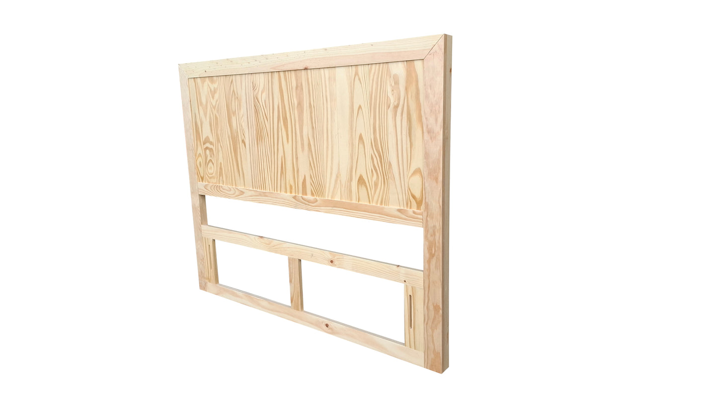 115 cm high Timber headboard - Double - Natural Pine wood Colour