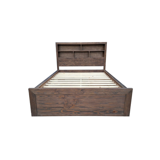 Brighton Rustic Pine Book shelf Headboard and Frame - Queen - Espresso