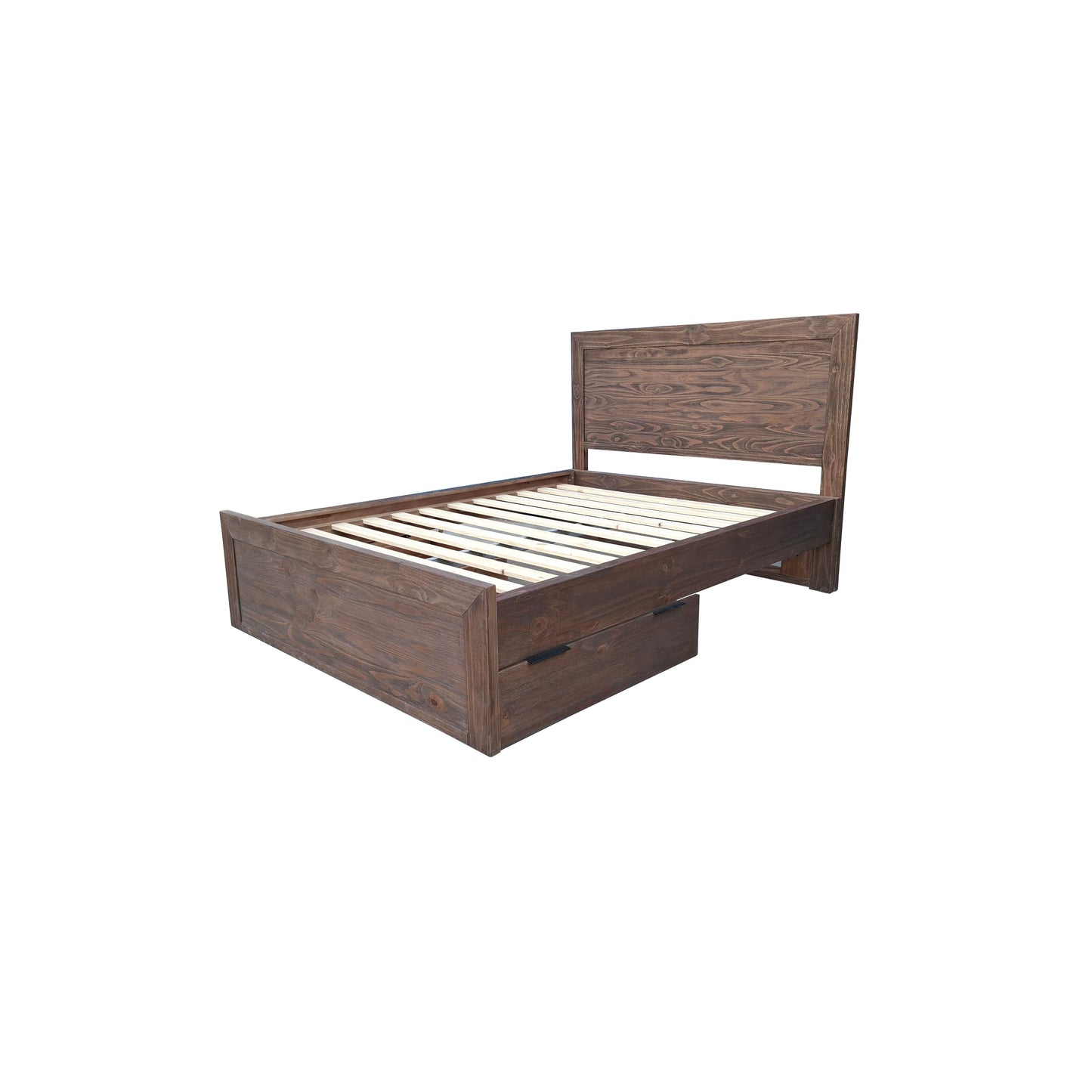 Brighton Rustic Pine Headboard with storage Frame - King - Espresso