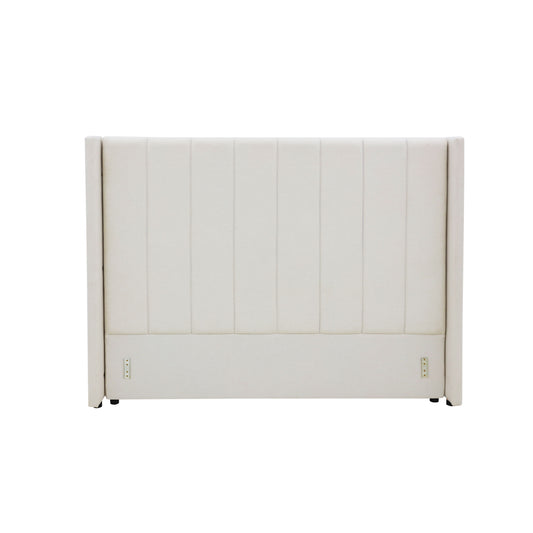 Winged High Modern Headboard - King - Beige