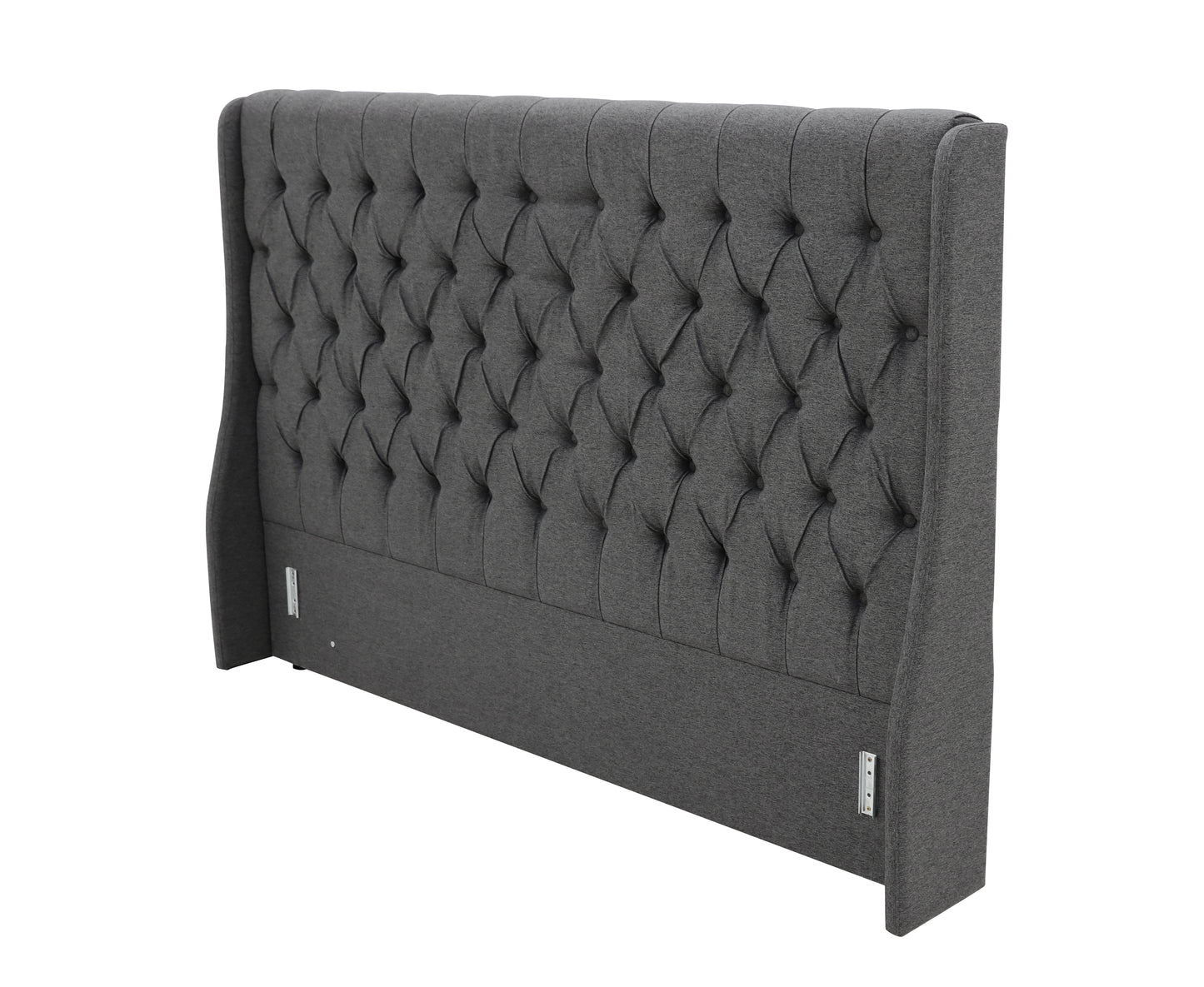 Classic Headboard with Storage bed base set - King - Charcoal