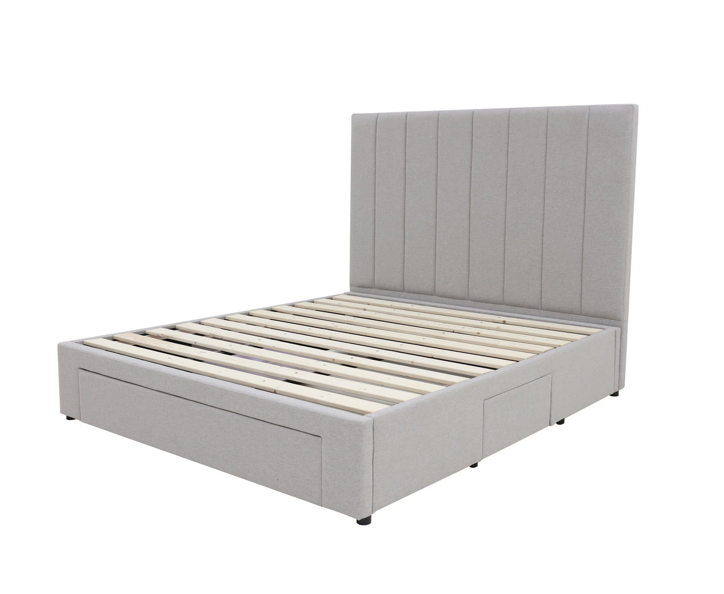 Modern Headboard with Storage bed base set - Double - Latte