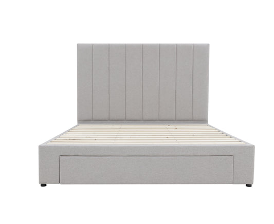 Modern Headboard with Storage bed base set - Double - Latte