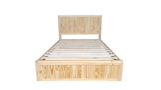 Costal Solid Pine Bed Frame with Headboard - Double - Natural
