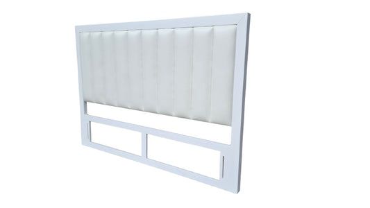 130 cm high Padded Timber headboard  - Queen - Pure white