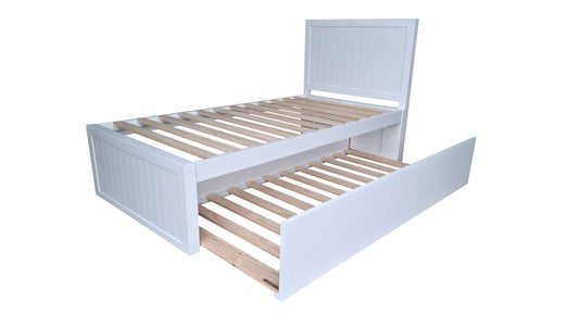 Costal Solid Pine Trundler bed frame - King Single - White