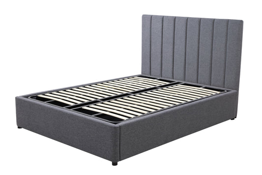 Modern Headboard with Gas lift bed base set - Double - Charcoal