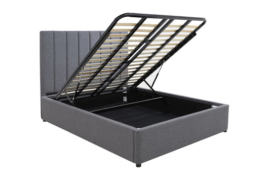 Modern Headboard with Gas lift bed base set - Double - Charcoal