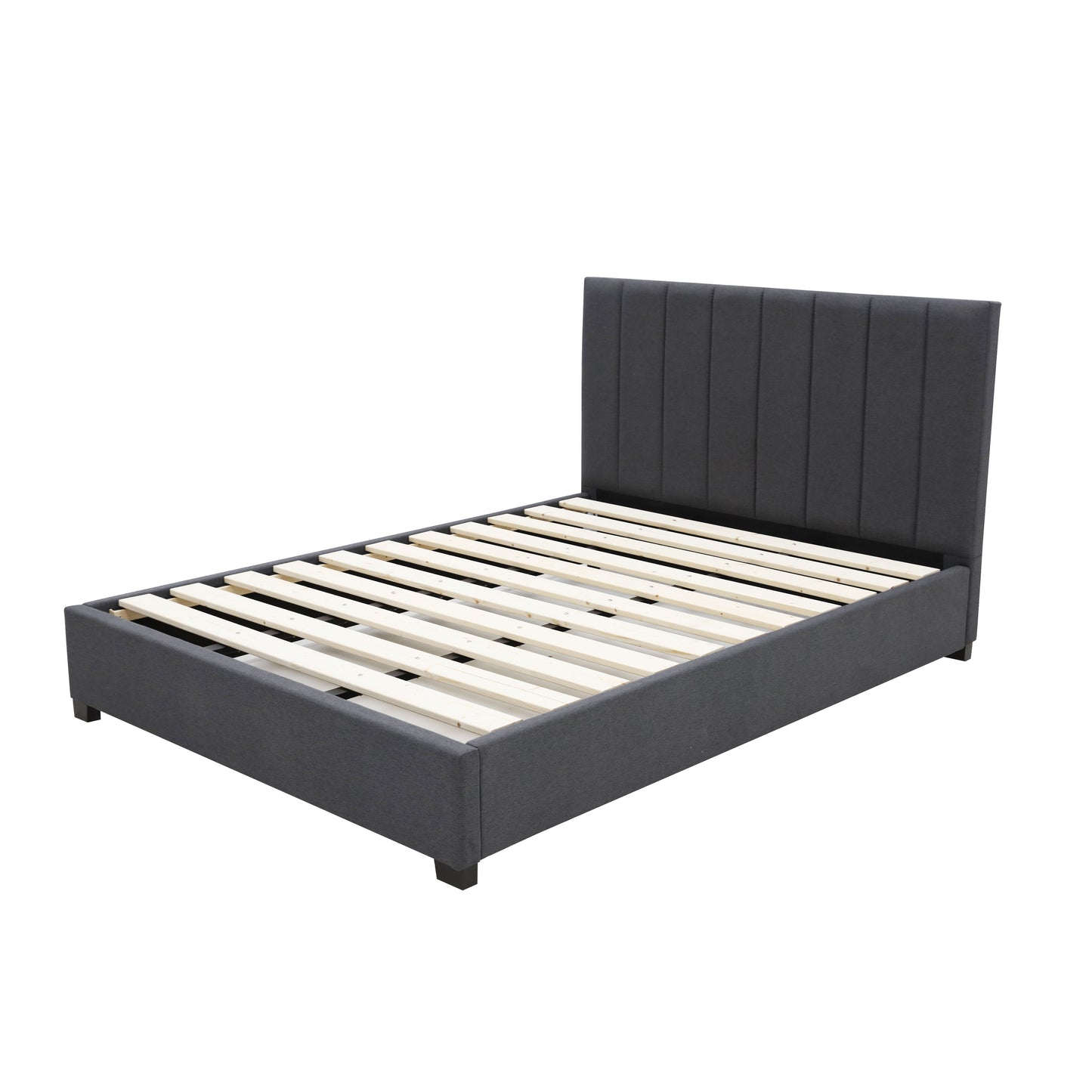 Modern Headboard Bed Frame - King - Charcoal