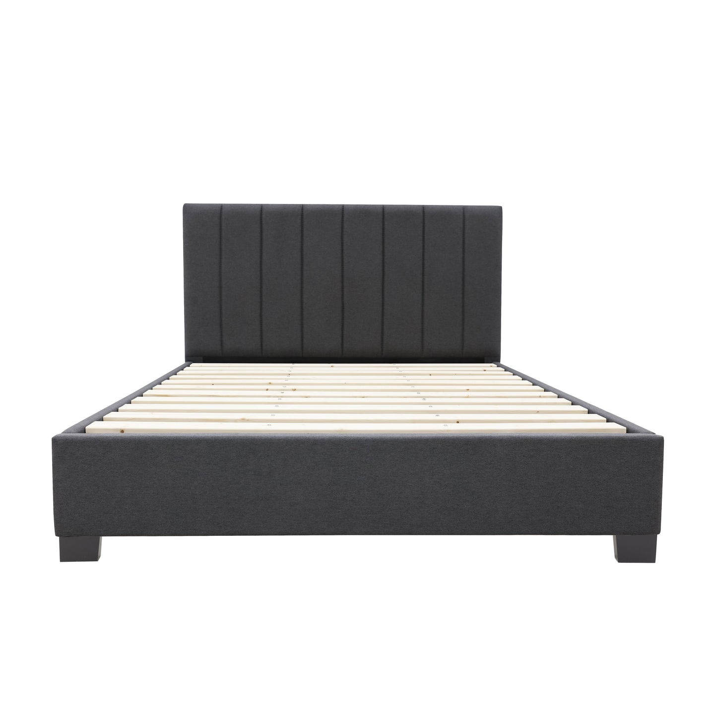 Modern Headboard Bed Frame - King - Charcoal