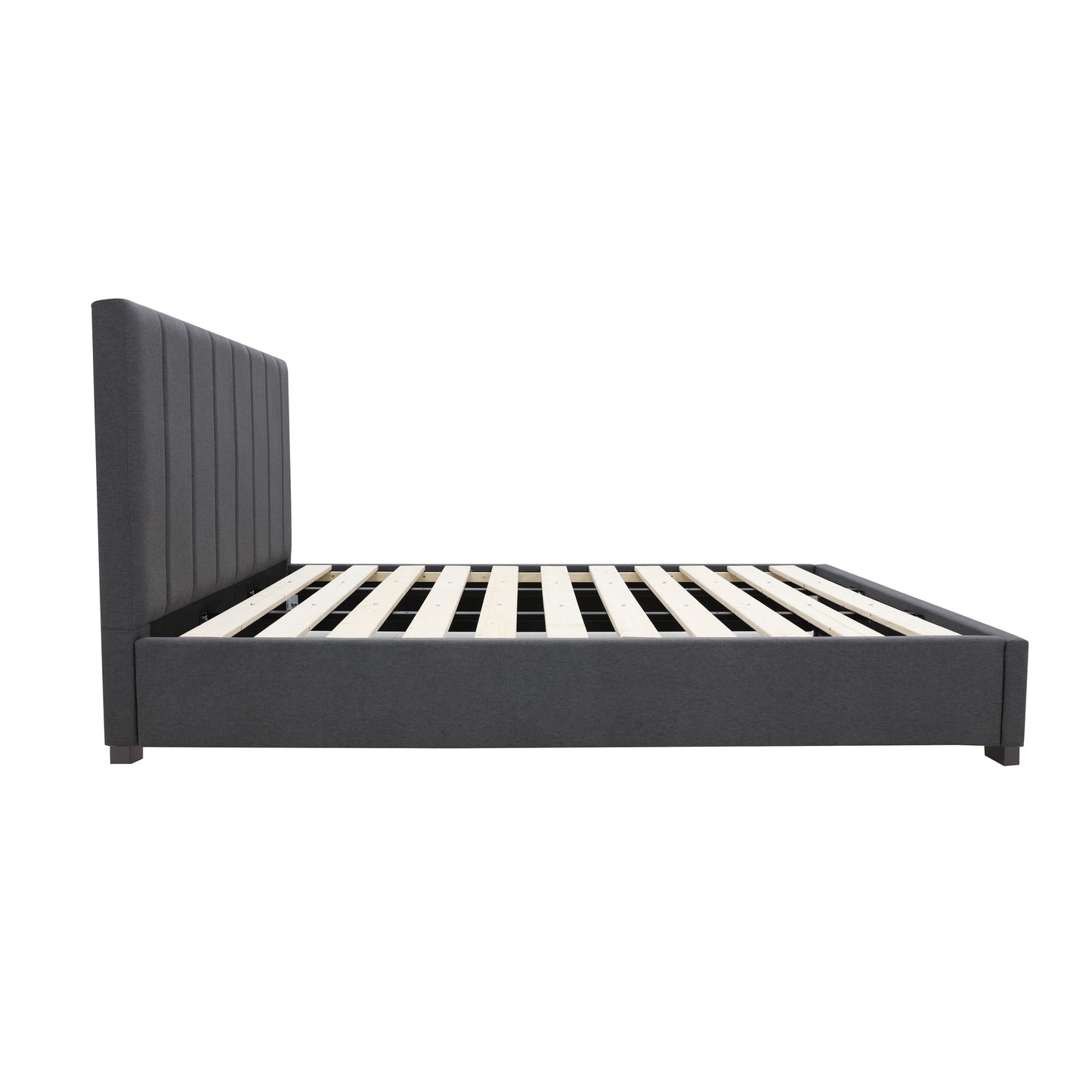 Modern Headboard Bed Frame - King - Charcoal