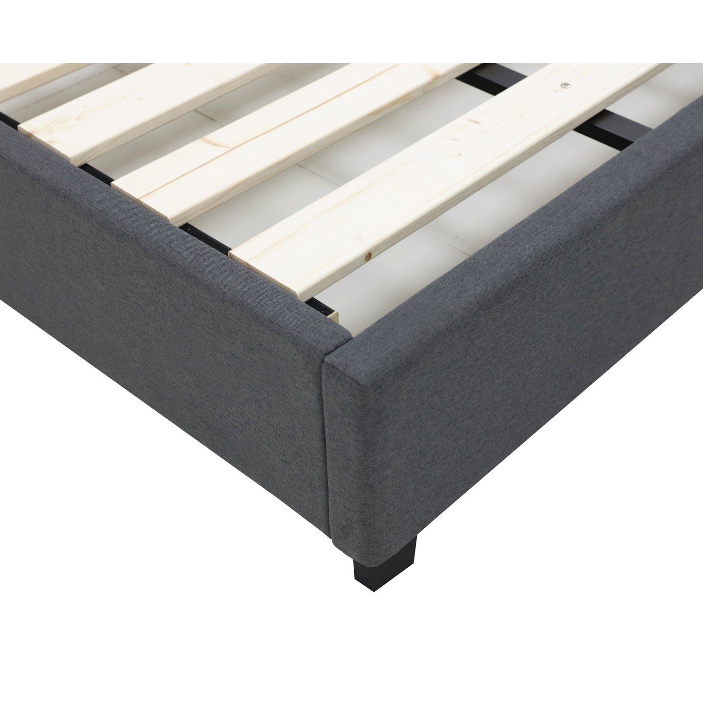 Modern Headboard Bed Frame - King - Charcoal