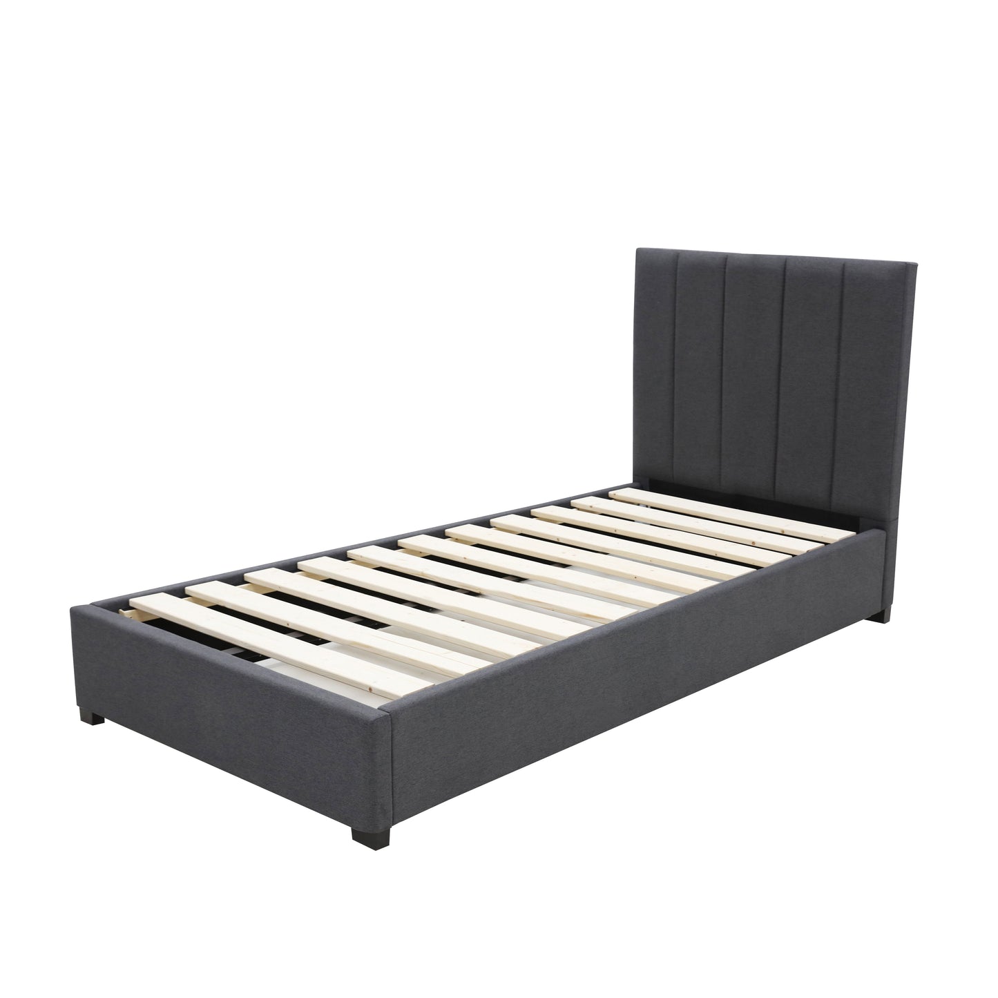 Modern Headboard Bed Frame - Single - Charcoal
