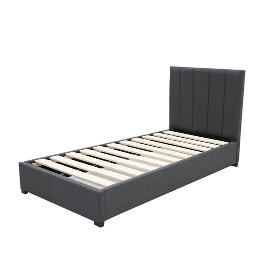 Modern Headboard Bed Frame - Single - Charcoal