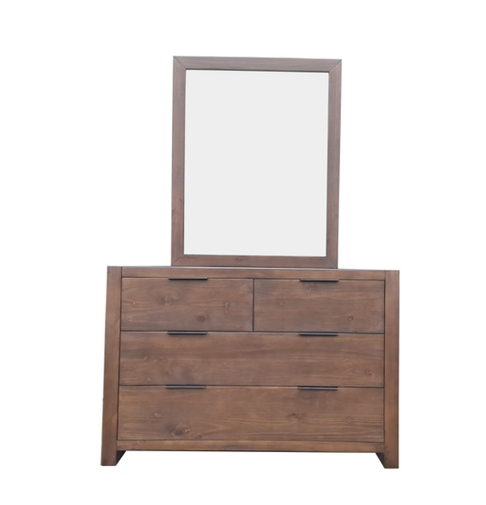 Regent Pine Dresser with Mirror - 4 Drawers - Walnut Espresso