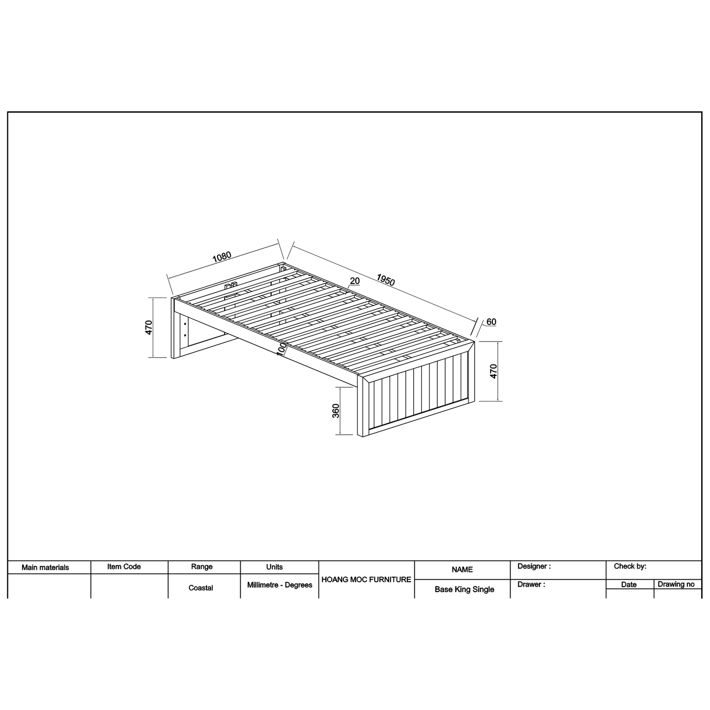 Coastal Pine Bed Base - King single - Pure White - can be transformed into trundler