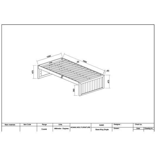 Coastal Pine Bed Base - King single - Pure White - can be transformed into trundler