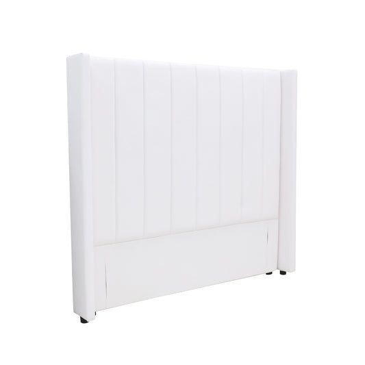 Winged High Modern Headboard - King- PU Leather White