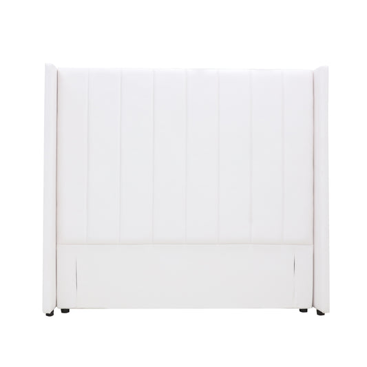 Winged High Modern Headboard - King- PU Leather White