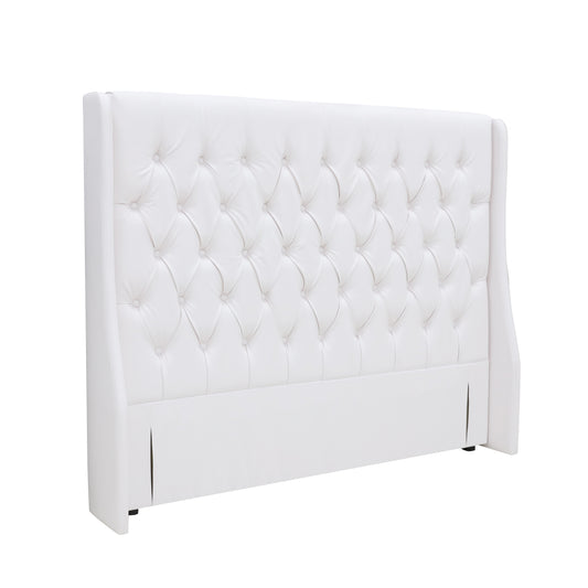 Classic Headboard with Wings - King- PU Leather White