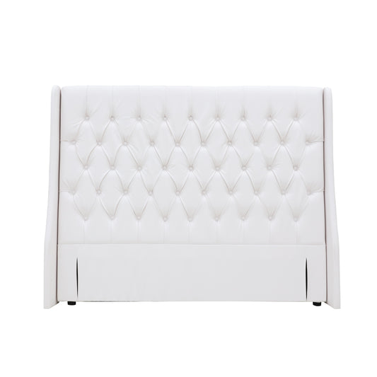 Classic Headboard with Wings - King- PU Leather White