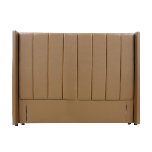 Winged High Modern Headboard - King- PU Leather Tan