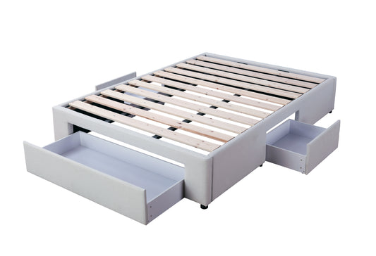 Bed Base - 3 drawers - Light Grey - Queen