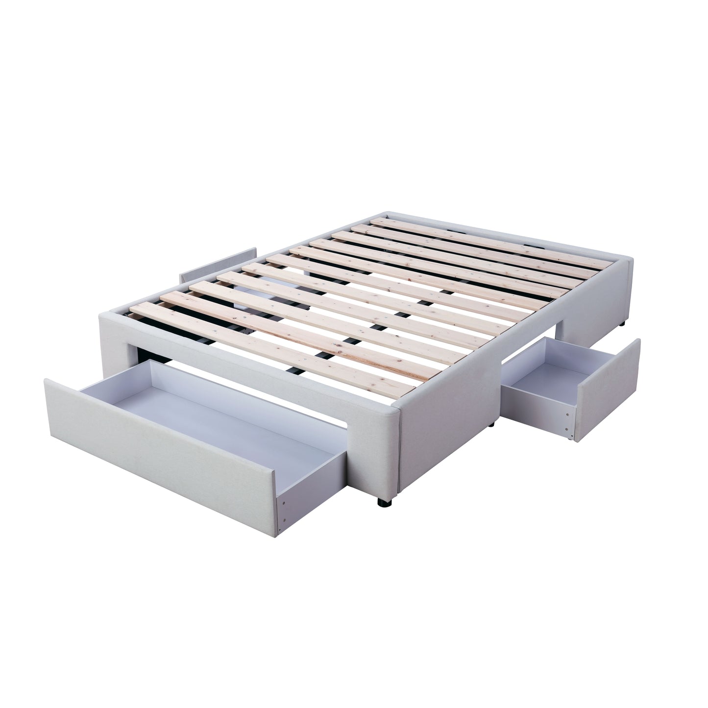 Bed Bases with 3 Drawers - Queen - Latte