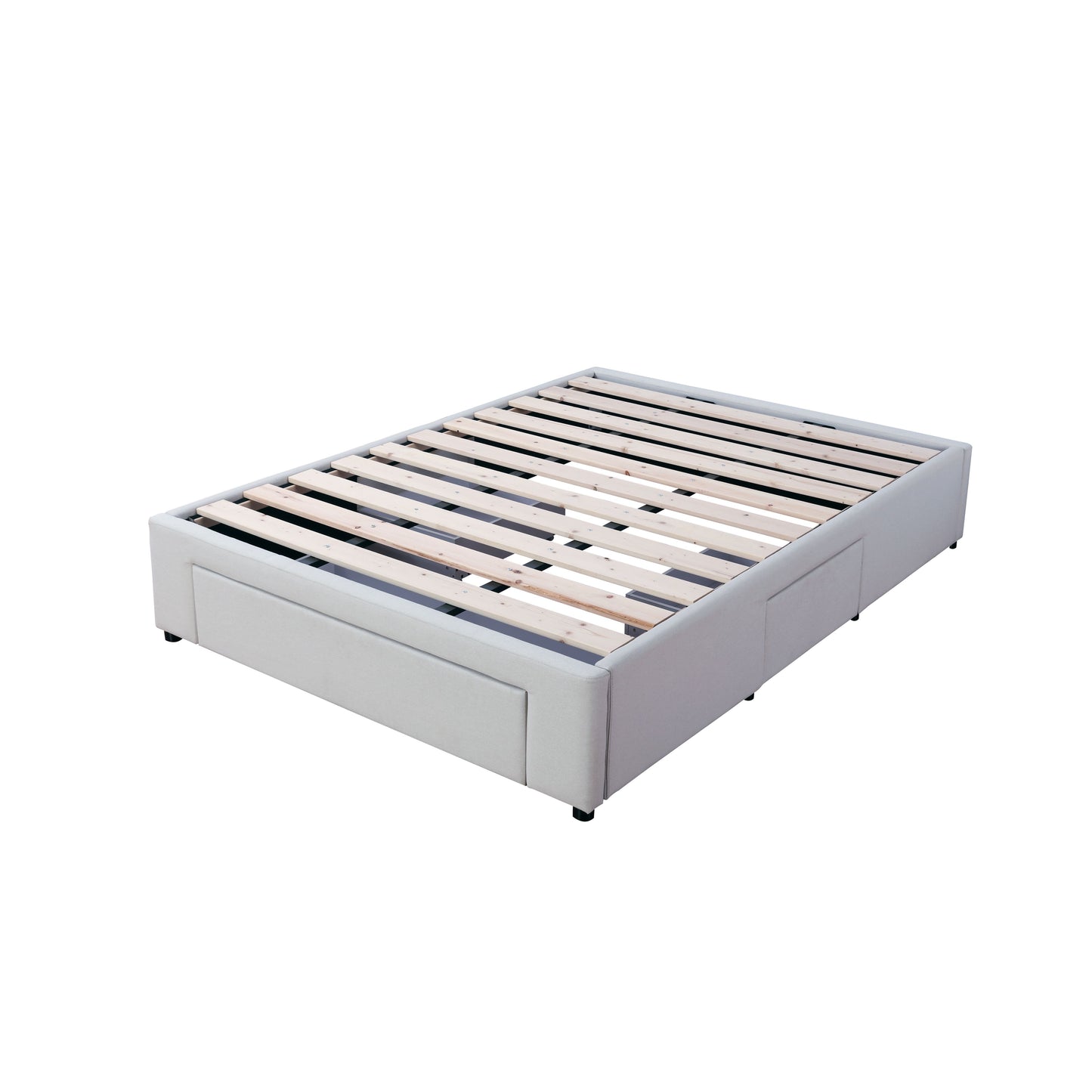 Bed Bases with 3 Drawers - Queen - Latte