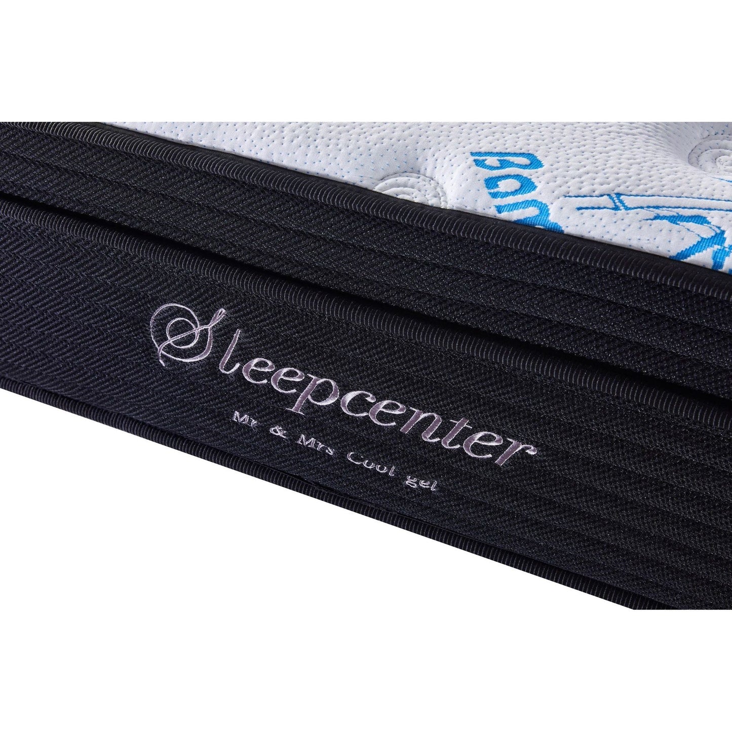 Queen size Mr & Mrs Orthopedic Cool Gel Top Pocket Sprung Mattress with dual firmness options, soft and firm side labels, and a cross-sectional view of the mattress layers.