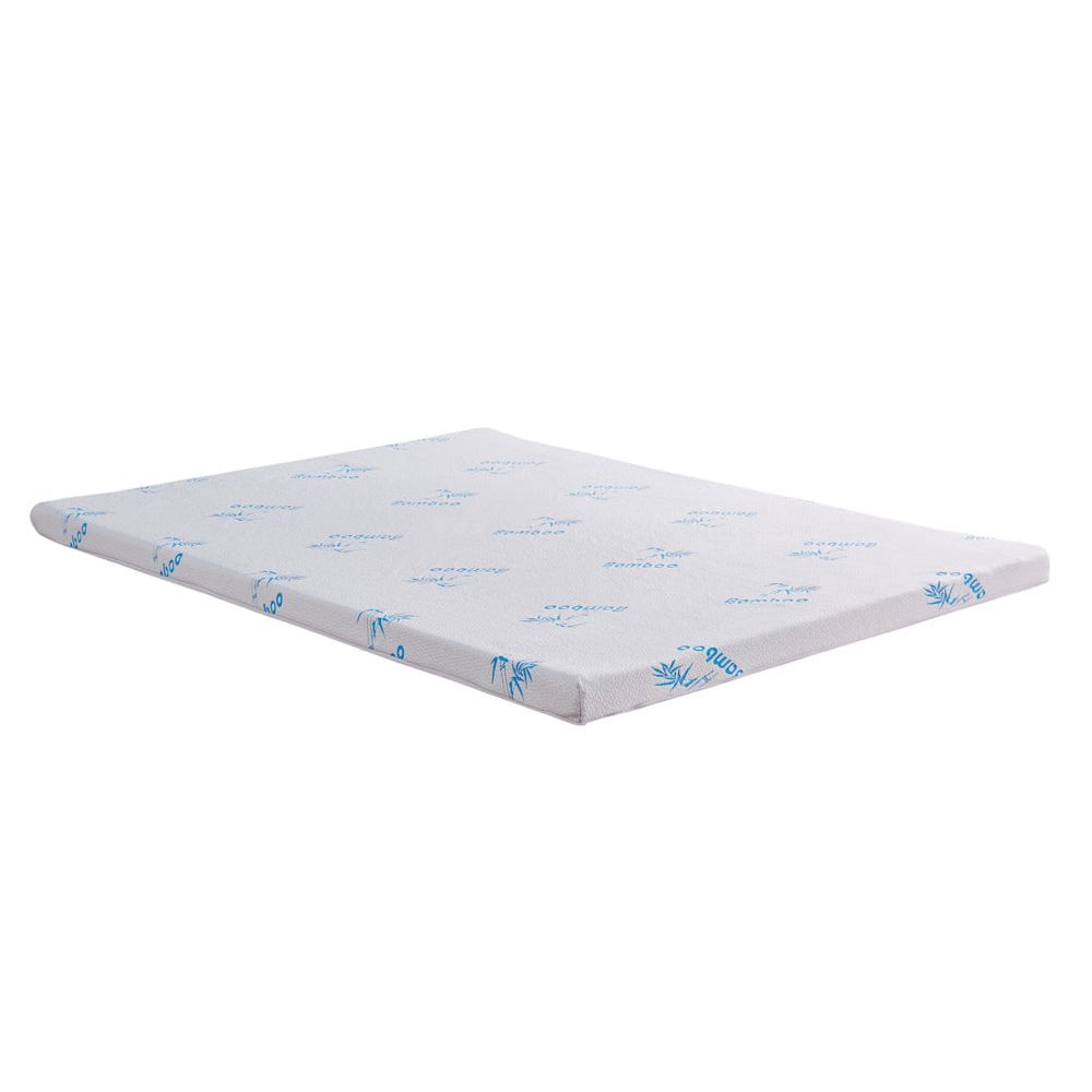 King-size dual-layer bamboo cool gel memory foam mattress topper, 8 cm thick, with a breathable bamboo fabric cover