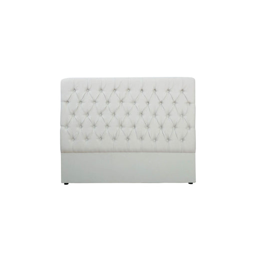 Queen-size classic headboard with wings in beige, featuring a pleated button design.