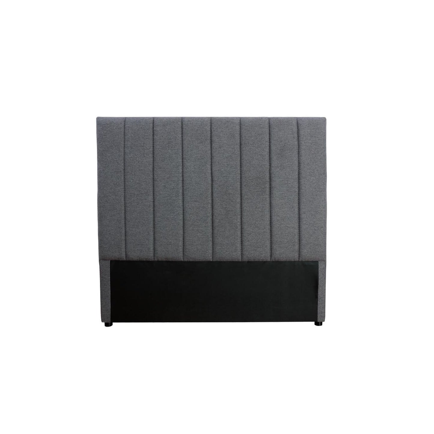 Modern queen charcoal headboard with a high-quality, thick, padded, upholstered design.