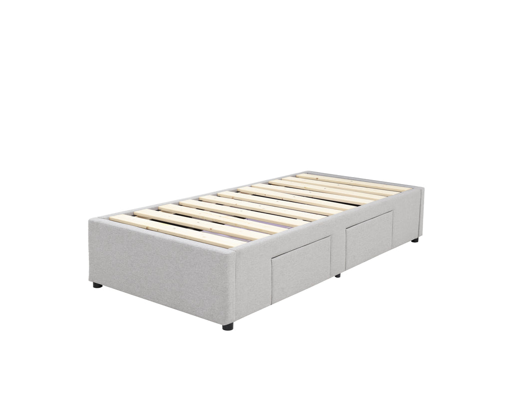 Bed Bases with 2 Drawers - King Single - Latte