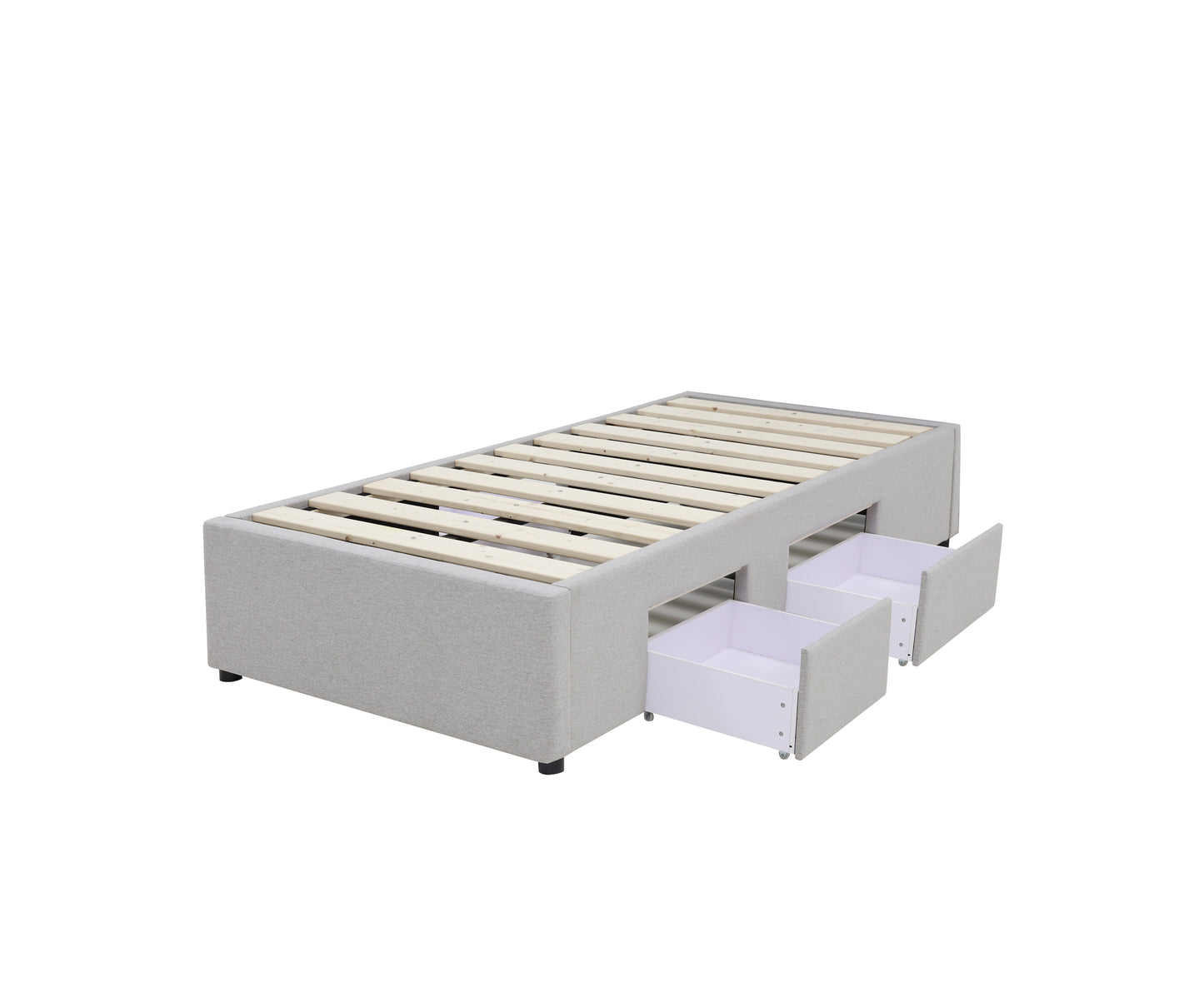 Bed Bases with 2 Drawers - King Single - Latte