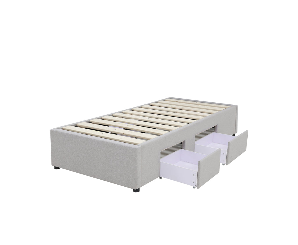 Bed Bases with 2 Drawers  - Single - Latte