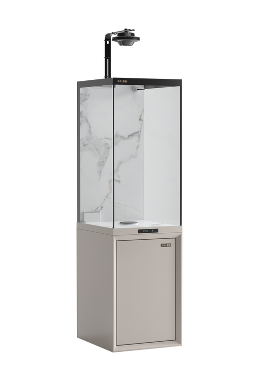 140 LITRE SMART VERTICAL TOWER  FISH TANK , LID  AND  STAND  SET [ 4.5 FOOT HIGH ]  WITH BOTTOM SUMP FILTER  - IDEAL FOR ANGEL AND DISCUSS FISH  LITRES - MODEL ZBF 400