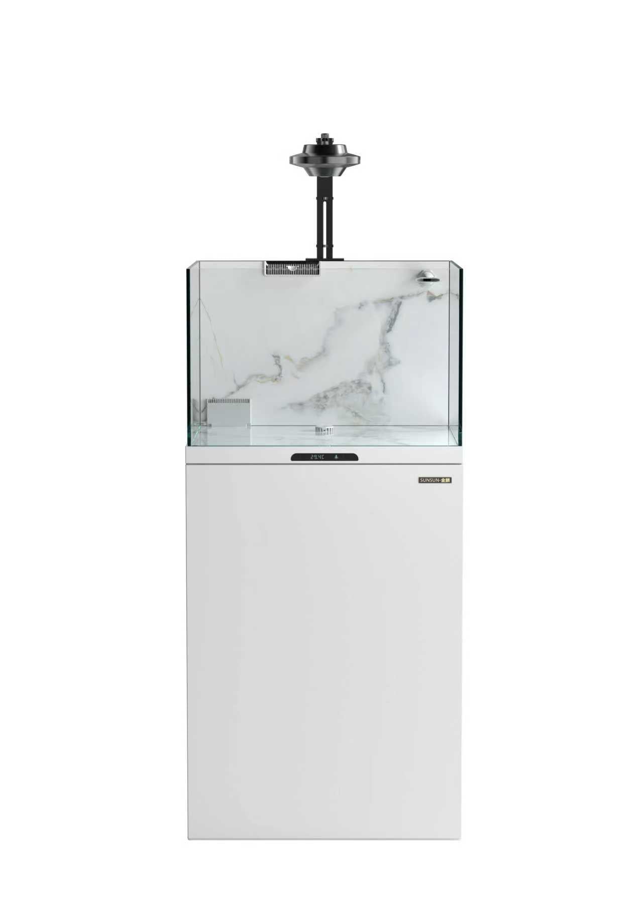 100 LITRE MODERN OPEN TOP AQUASCAPERS VERTICAL FISH TANK AND STAND  [ 4 FOOT TALL ] WITH INTEGRATED BOTTOM SUMP FILTER SYSTEM. MODEL LEC 600 Y