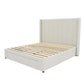Winged High Modern Headboard with Storage bed base set - King - Beige