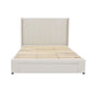 Winged High Modern Headboard with Storage bed base set - Queen - Beige