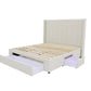 Winged High Modern Headboard with Storage bed base set - Queen - Beige