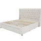 Classic Headboard with Storage bed base set - Queen - Beige