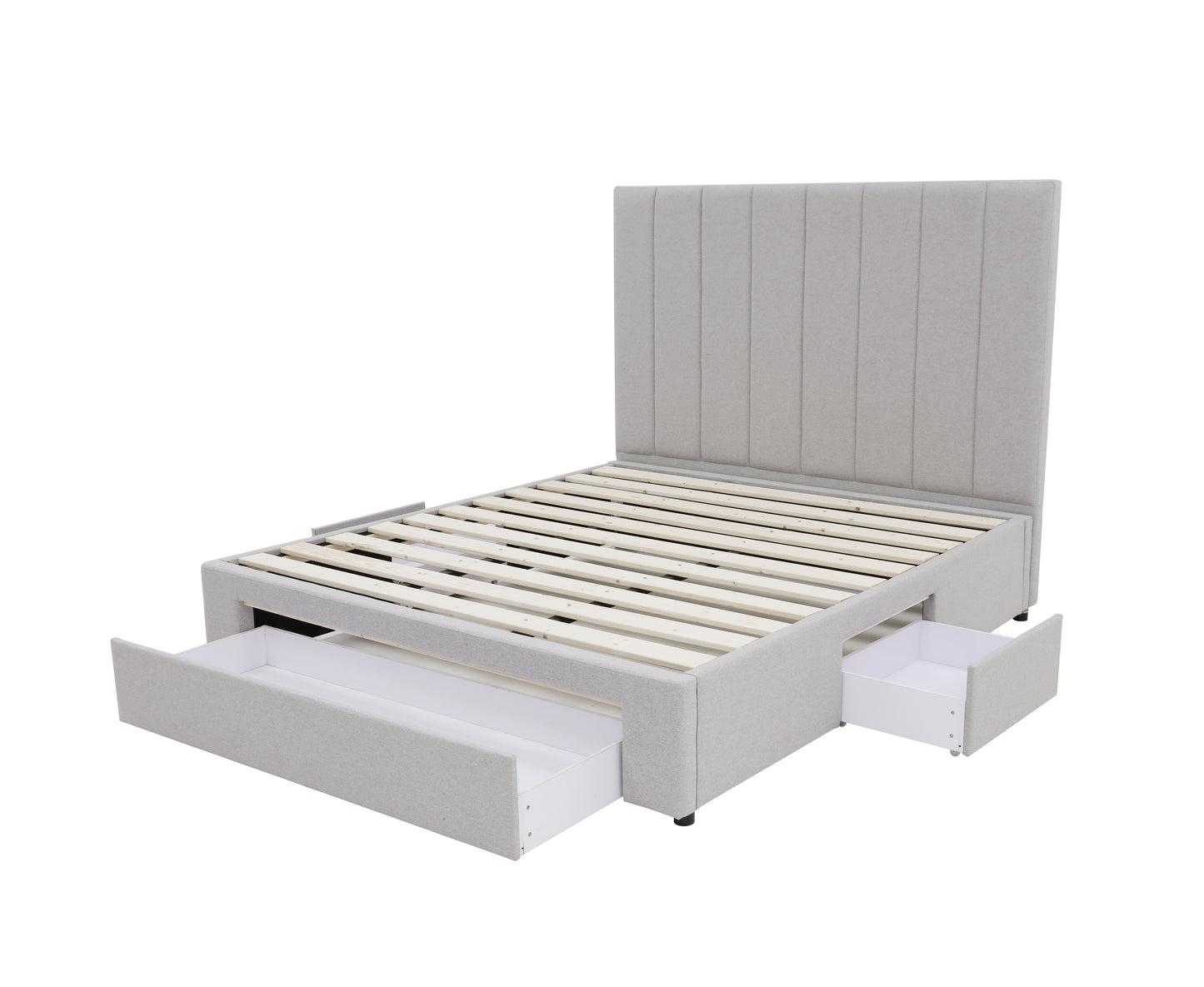 Modern Headboard with Storage bed base set - Double - Latte