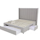 Winged High Modern Headboard with Storage bed base set - King - Latte